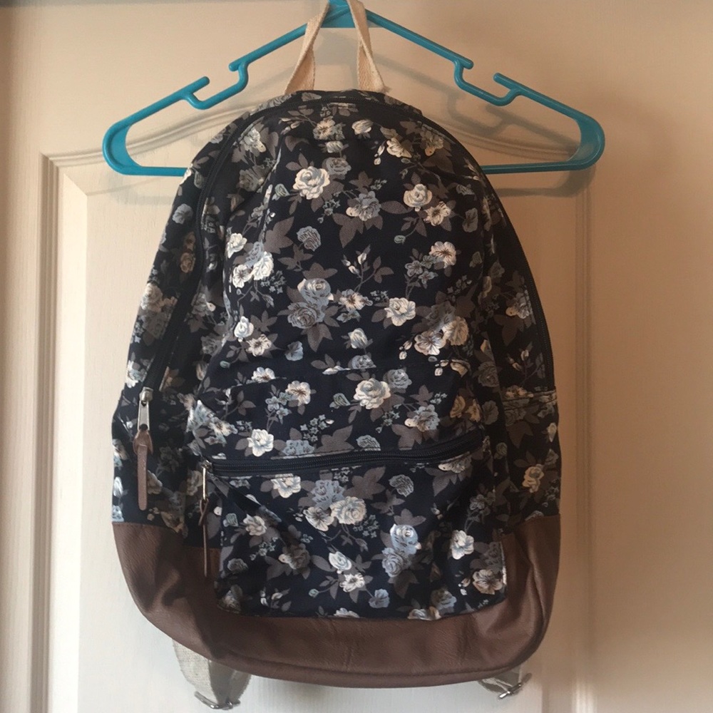 Blue floral print backpack